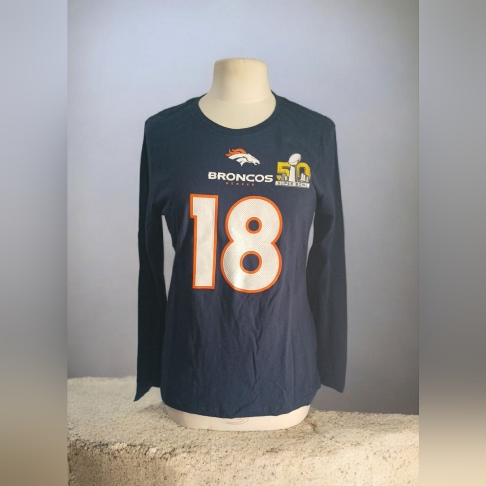 NFL Denver Broncos Navy Long Sleeve Peyton Manning #18 Tee
